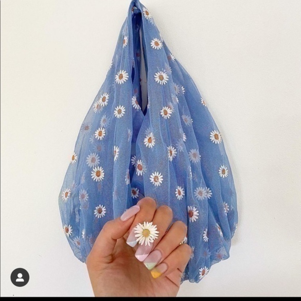 ZARA EMBROIDERED TULLE BUCKET BAG